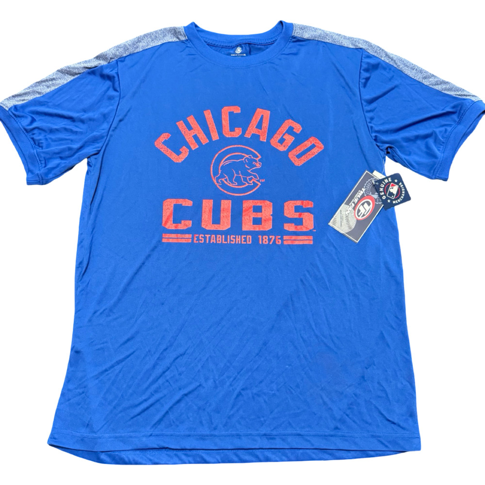 True Fan Chicago Cubs Established 1876 Short Sleeve T-Shirt Royal Blue Large New